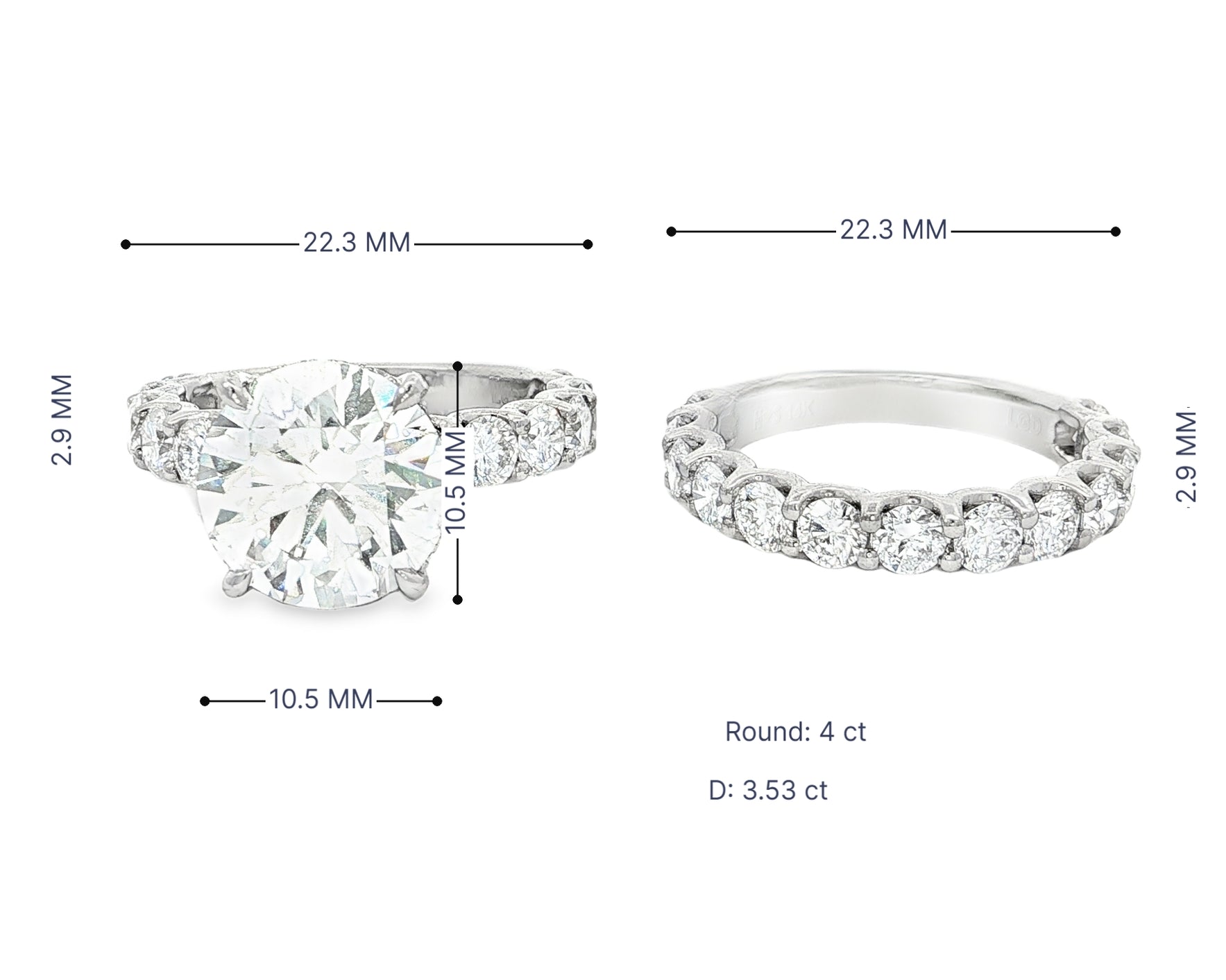 14k Gold Diamond Round Double Row Band Engagement Ring Set 7.53 CT