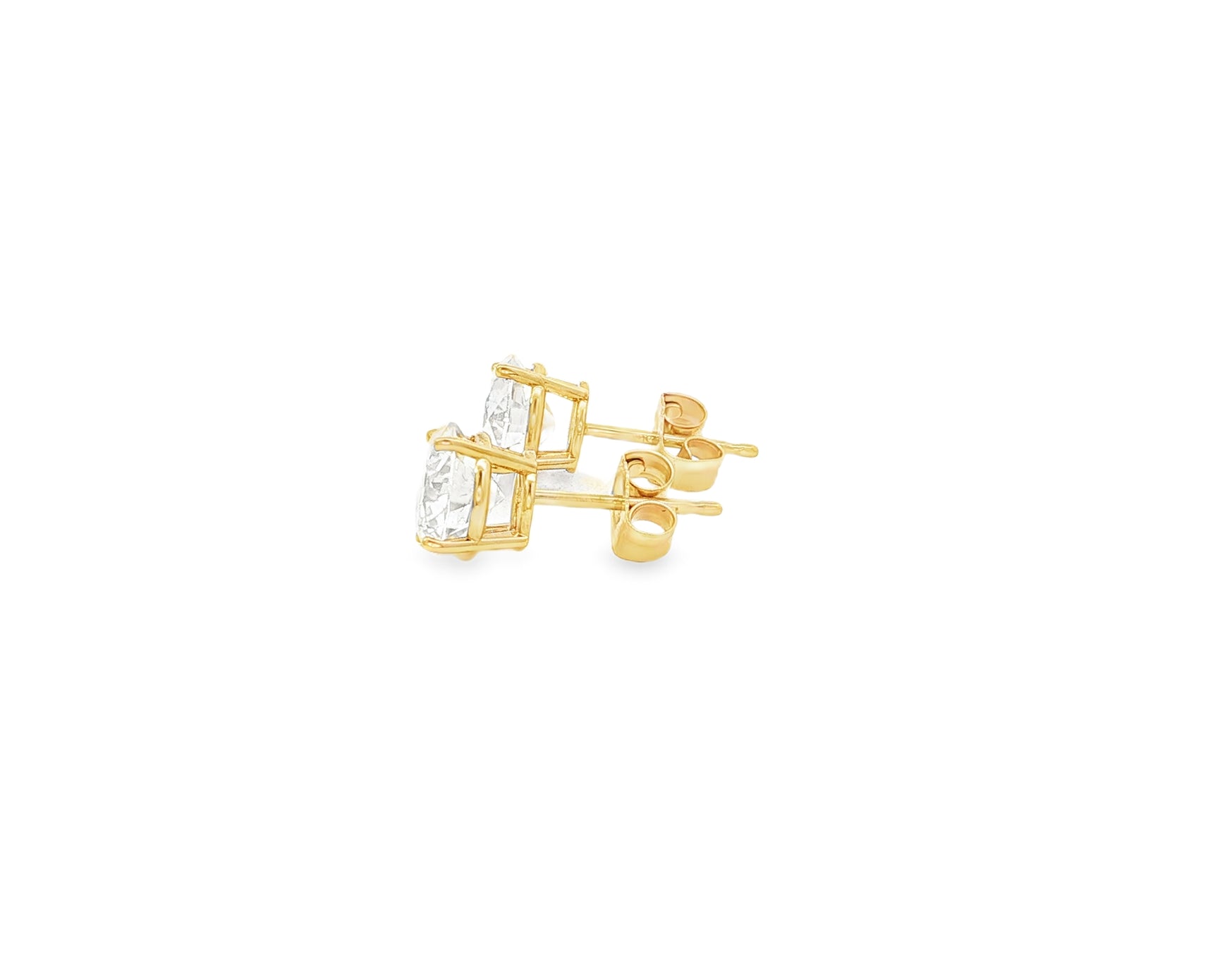 14K Gold Round Solitaire Four-Prong Stud Earrings 2.07 CT