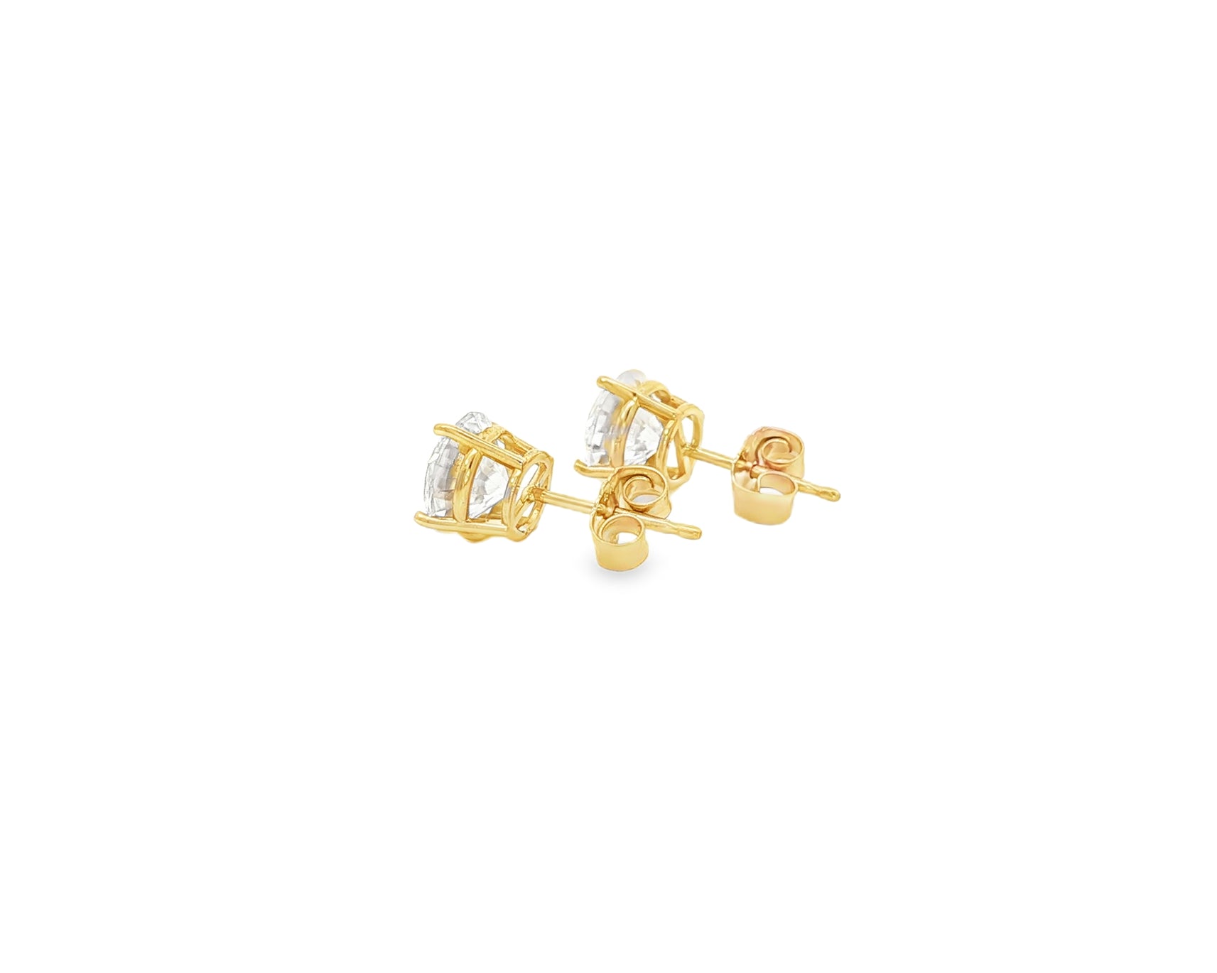 14K Gold Round Solitaire Four-Prong Stud Earrings 2.07 CT