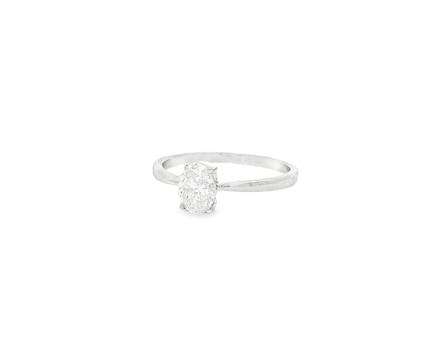 14k Gold Diamond Solitaire Ring with Oval-Cut Center Stone 0.60ct