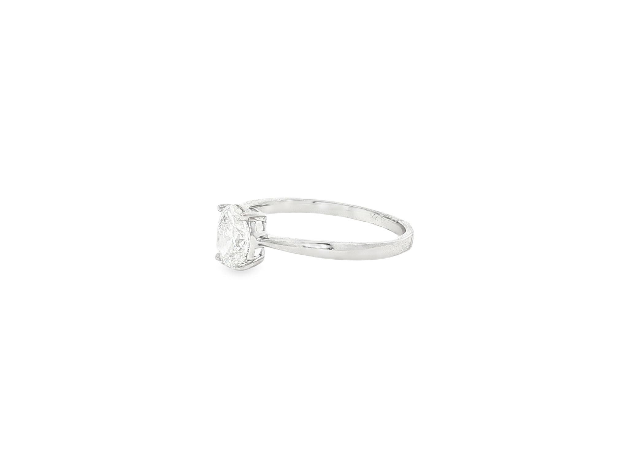 14k Gold Diamond Solitaire Ring with Oval-Cut Center Stone 0.60ct