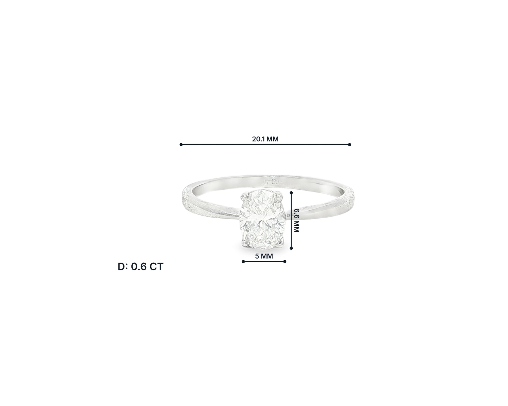 14k Gold Diamond Solitaire Ring with Oval-Cut Center Stone 0.60ct
