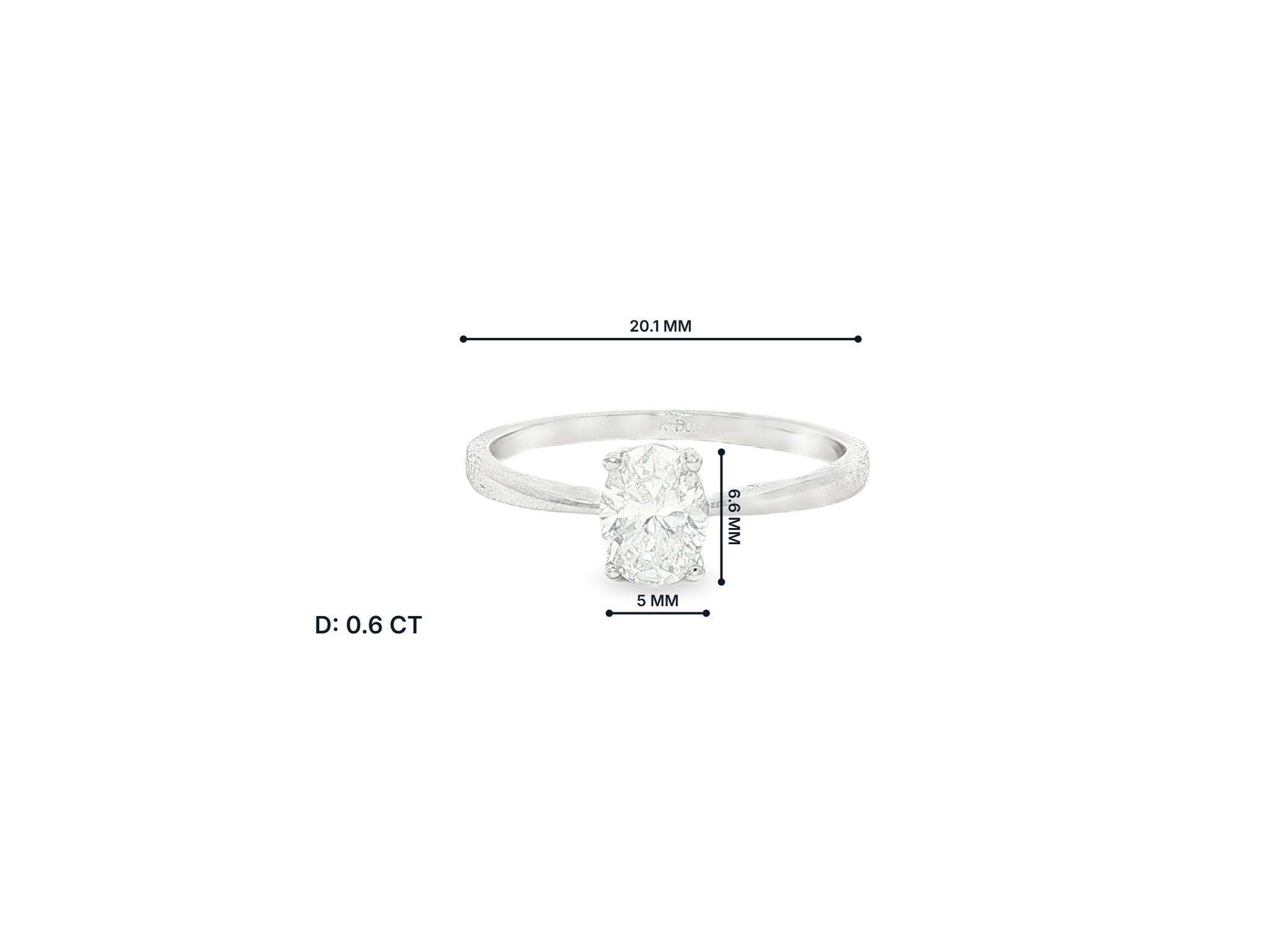 14k Gold Diamond Solitaire Ring with Oval-Cut Center Stone 0.60ct
