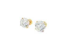 14k Gold Diamond Stud Earrings with Round-Cut Solitaire Design 2.96CT