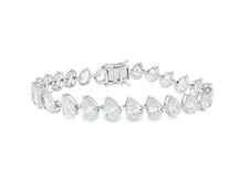 14k Gold Diamond Tennis Bracelet with Pear-Shape Diamond Links 13.71ct