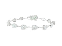 14k Gold Diamond Tennis Bracelet with Pear-Shape Solitaire Links 9.64ct
