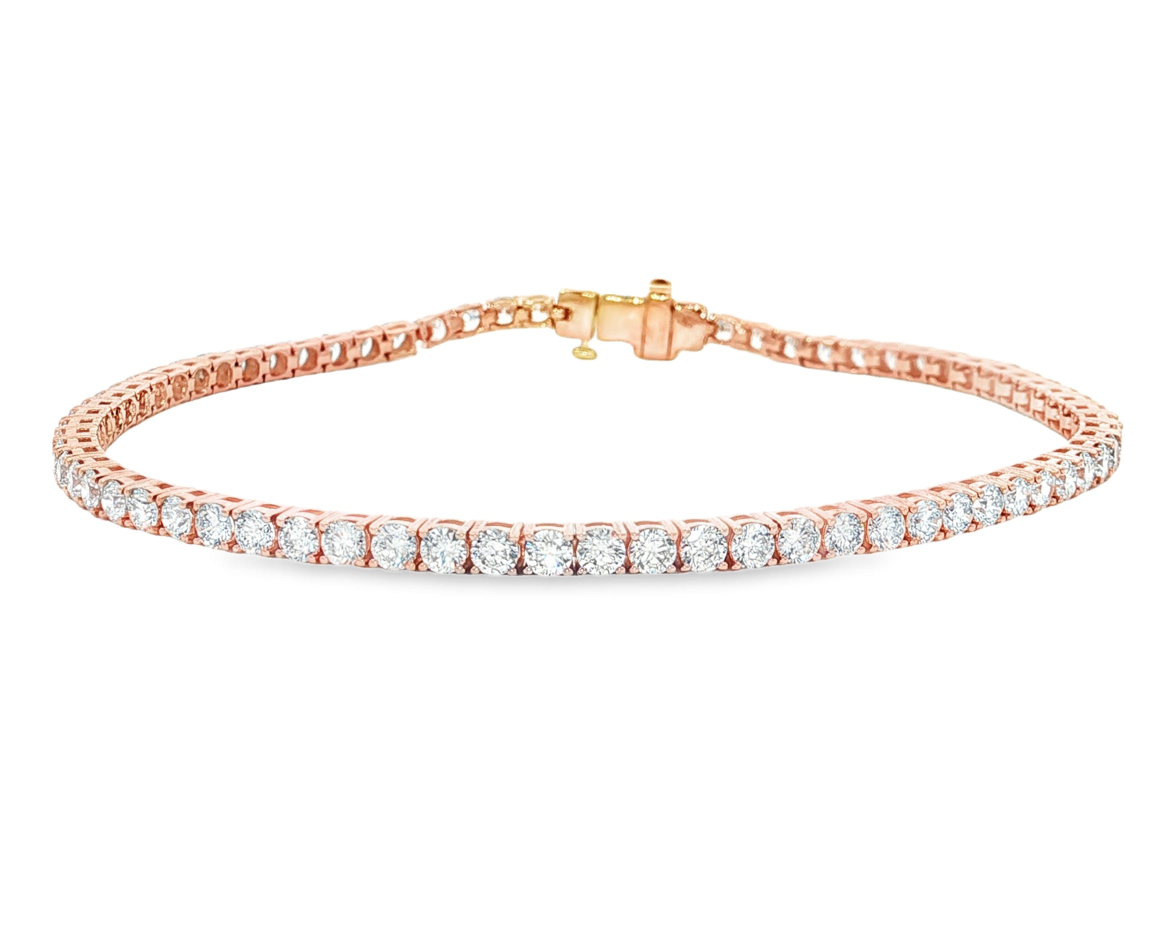 14k Gold Diamond Tennis Bracelet with Round-Cut Classic Design 3.72ct