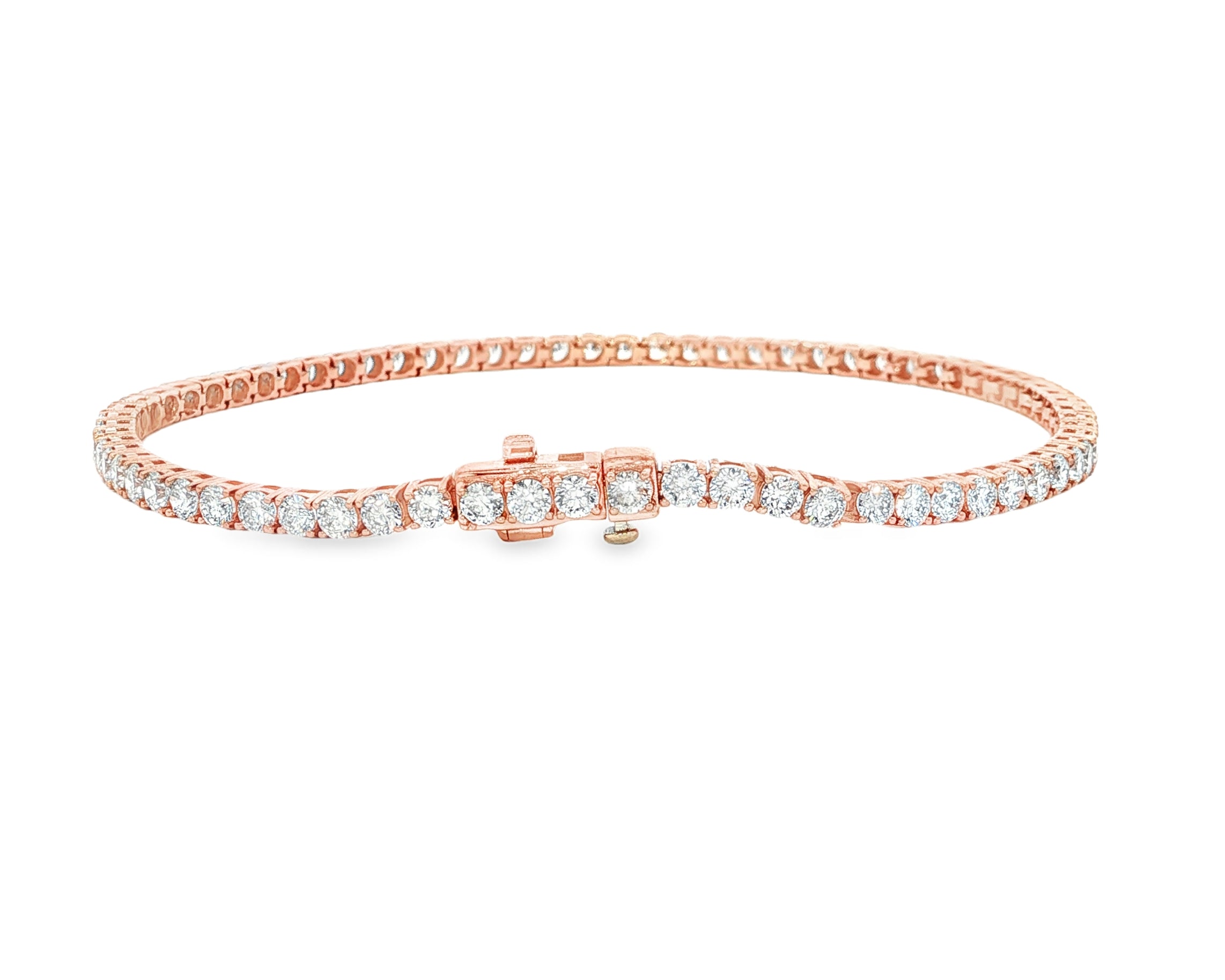 14k Gold Diamond Tennis Bracelet with Round-Cut Classic Design 3.72ct