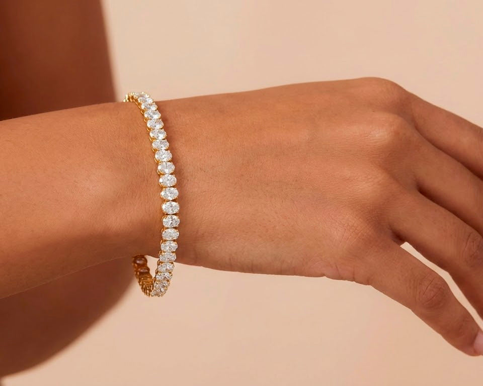 14k Gold Diamond Tennis Bracelet with Round-Cut Design 6.5ct