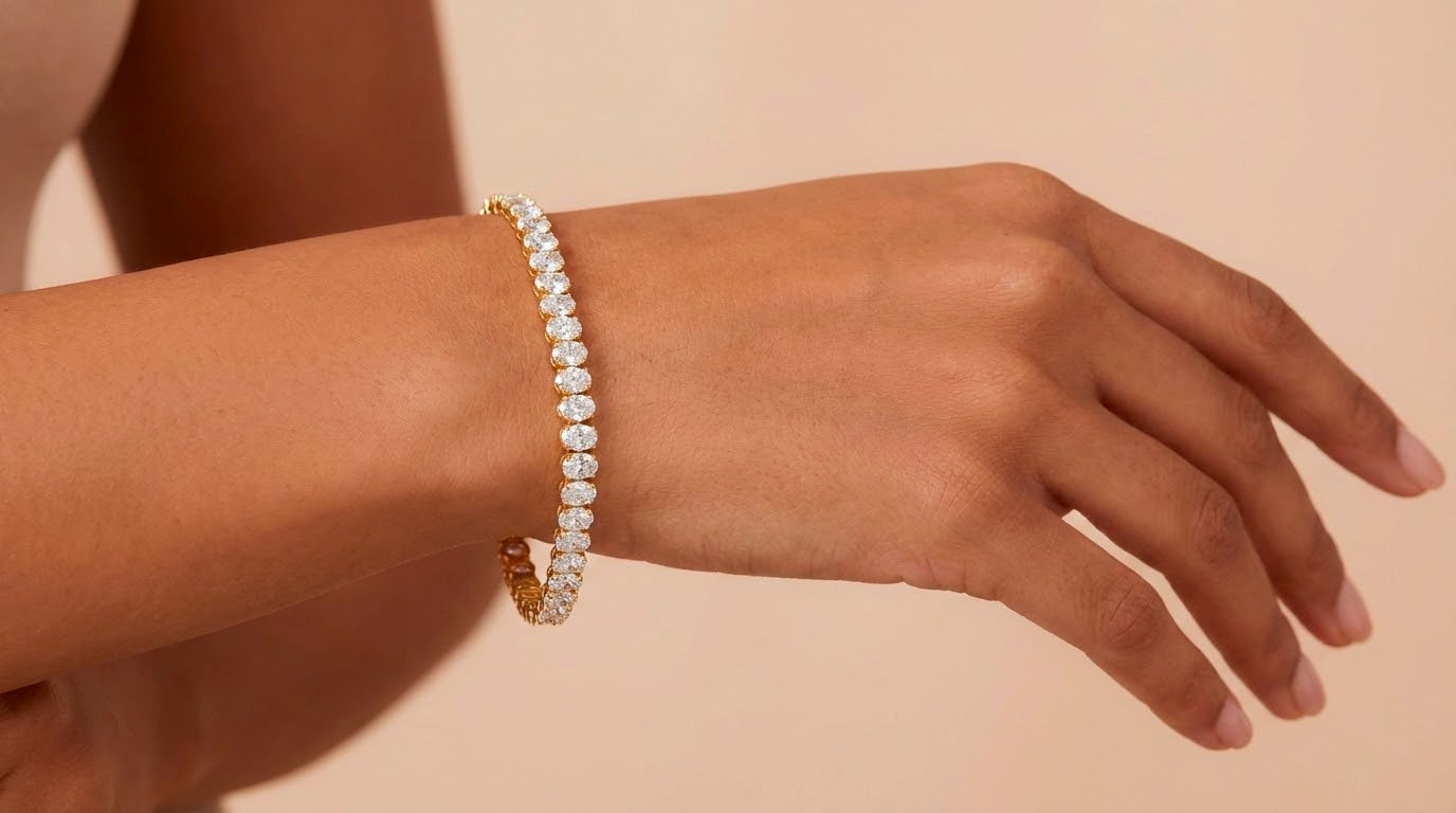 14k Gold Diamond Tennis Bracelet with Round-Cut Design 6.5ct