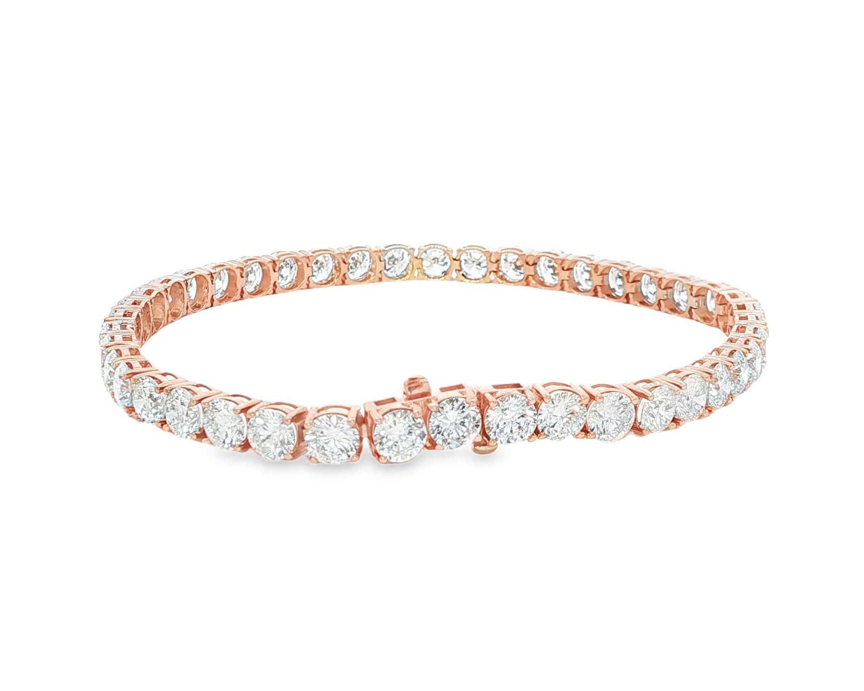 14k Gold Diamond Tennis Bracelet with Round Brilliant Diamonds 11.48 CT