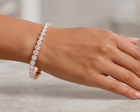 14k Gold Diamond Tennis Bracelet with Round Brilliant Diamonds 11.48 CT