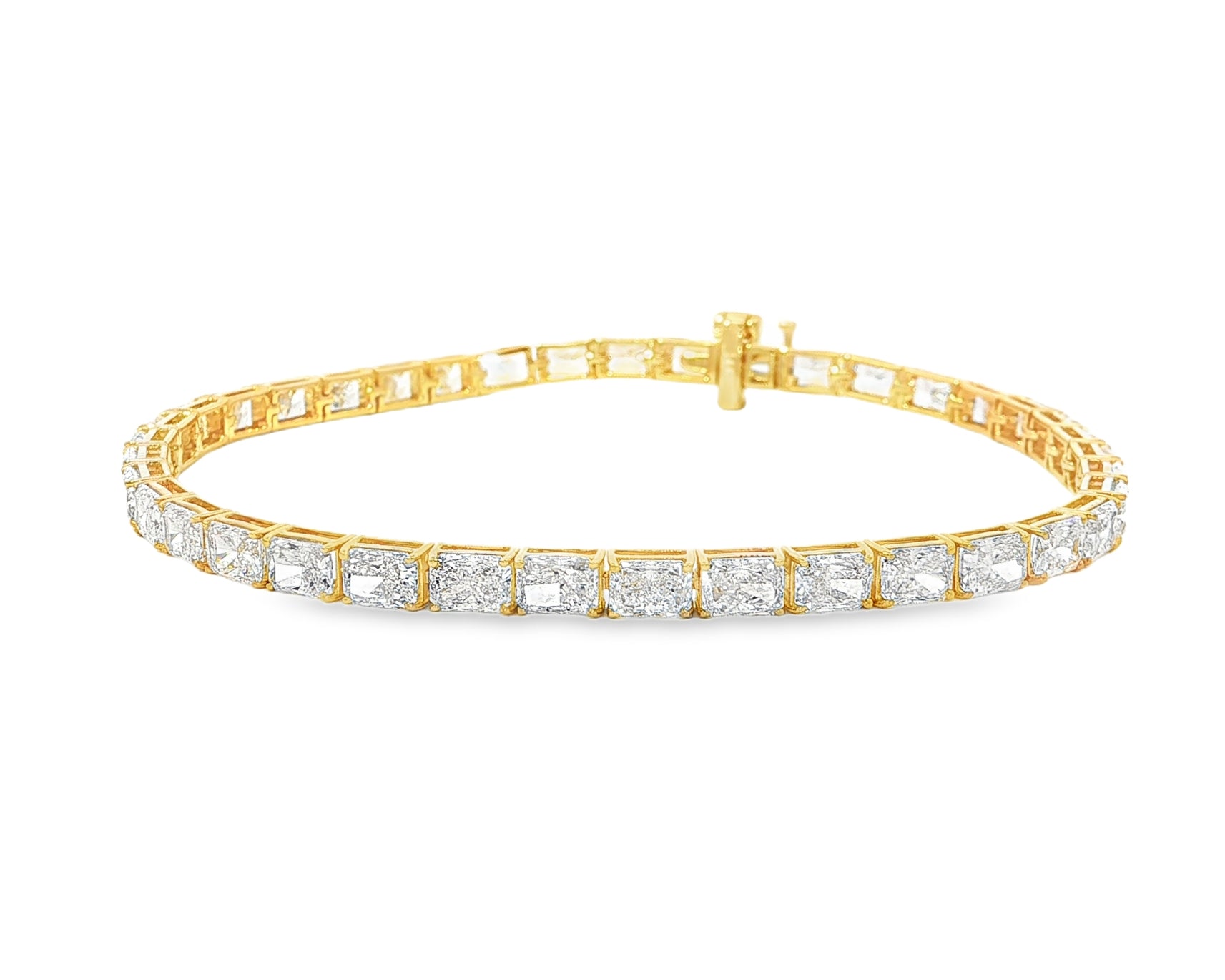 14k Gold Diamond Tennis Bracelet with Square Link Design 9.47ct