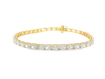 14k Gold Diamond Tennis Bracelet with Square Link Design 9.47ct