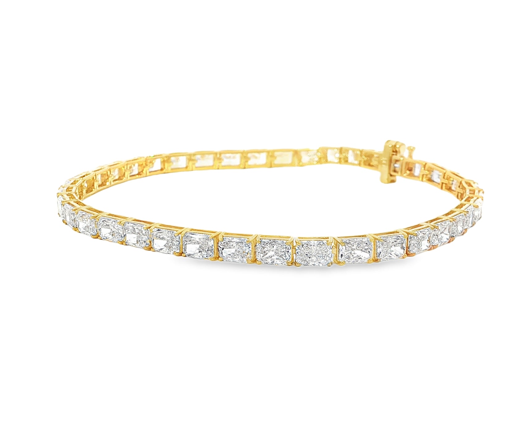 14k Gold Diamond Tennis Bracelet with Square Link Design 9.47ct