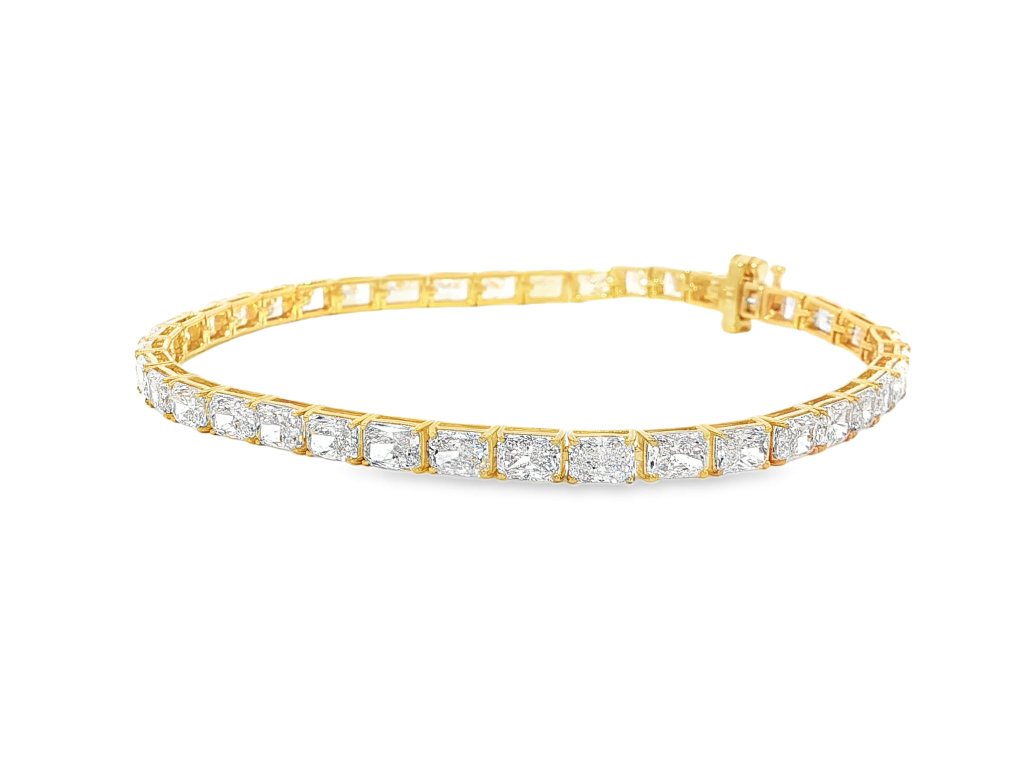 14k Gold Diamond Tennis Bracelet with Square Link Design 9.47ct