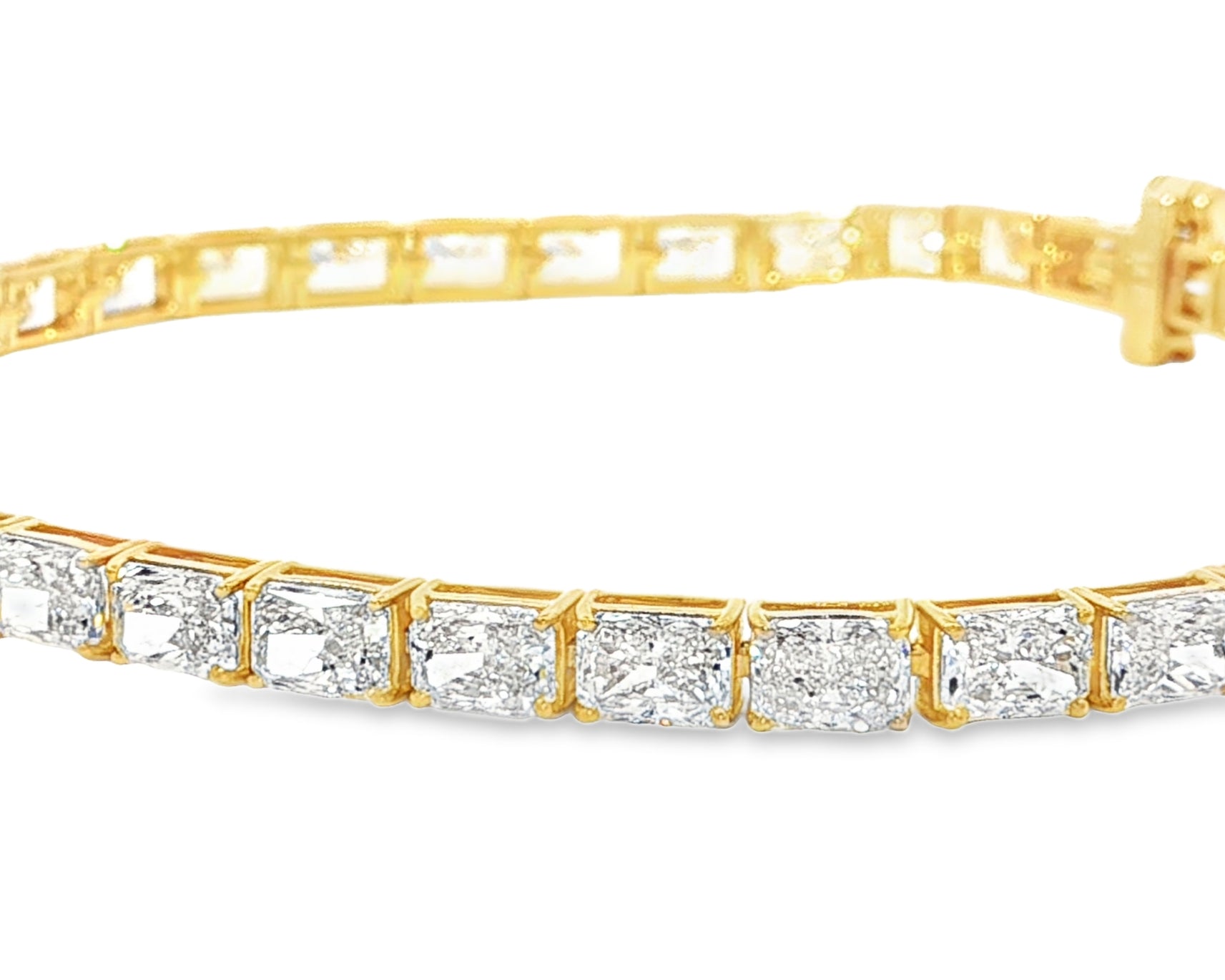 14k Gold Diamond Tennis Bracelet with Square Link Design 9.47ct