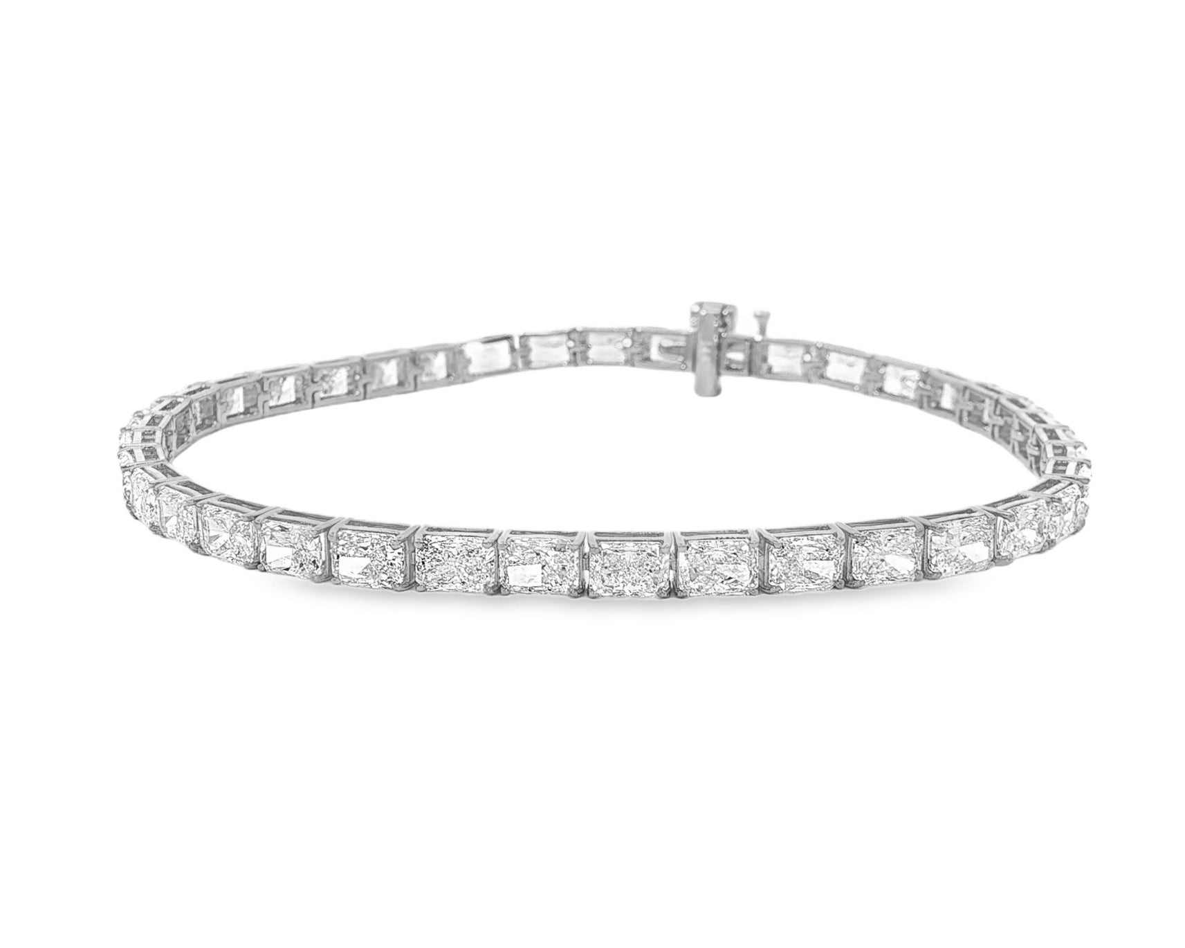 14k Gold Diamond Tennis Bracelet with Square Link Design 9.47ct
