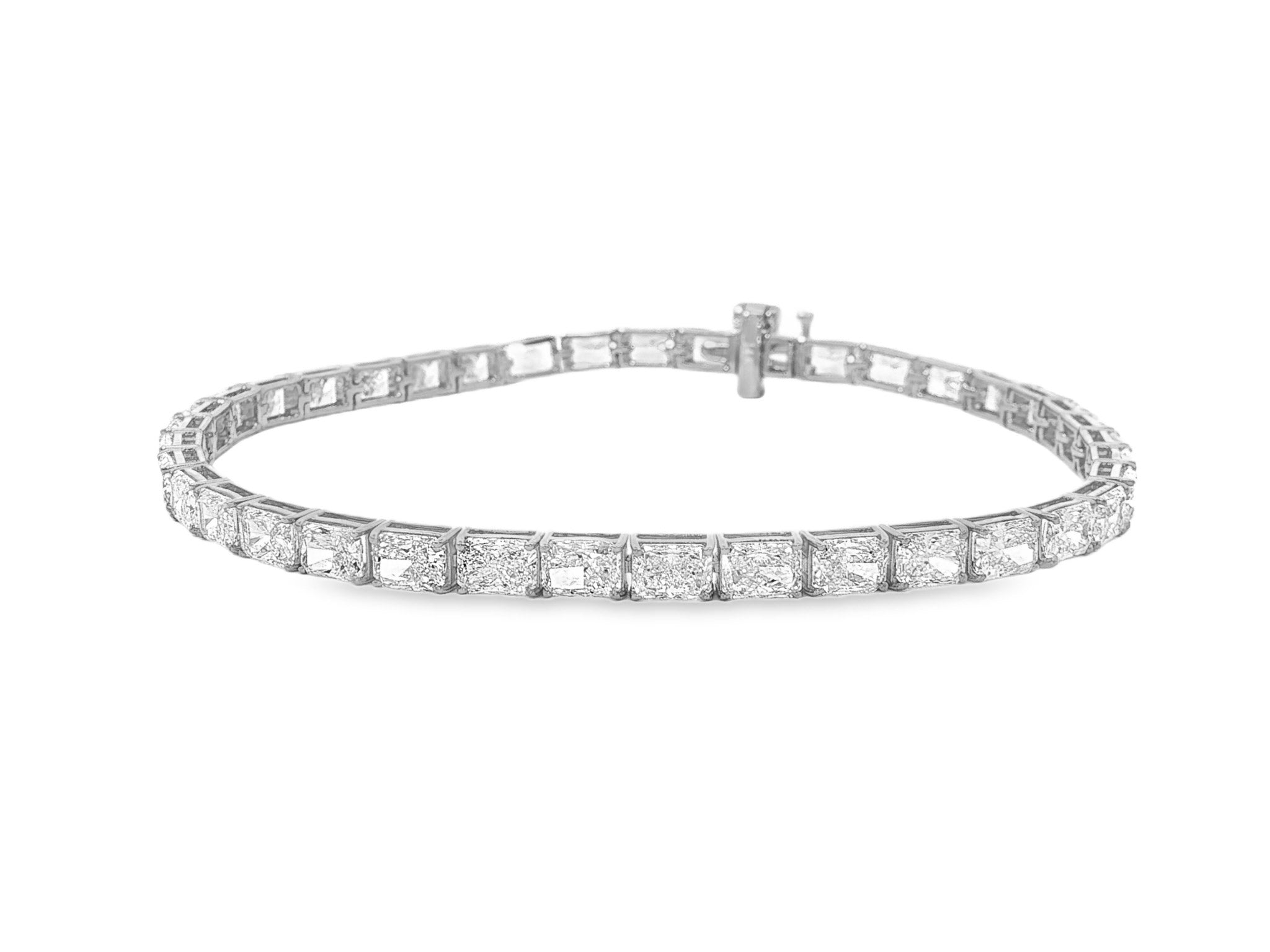 14k Gold Diamond Tennis Bracelet with Square Link Design 9.47ct