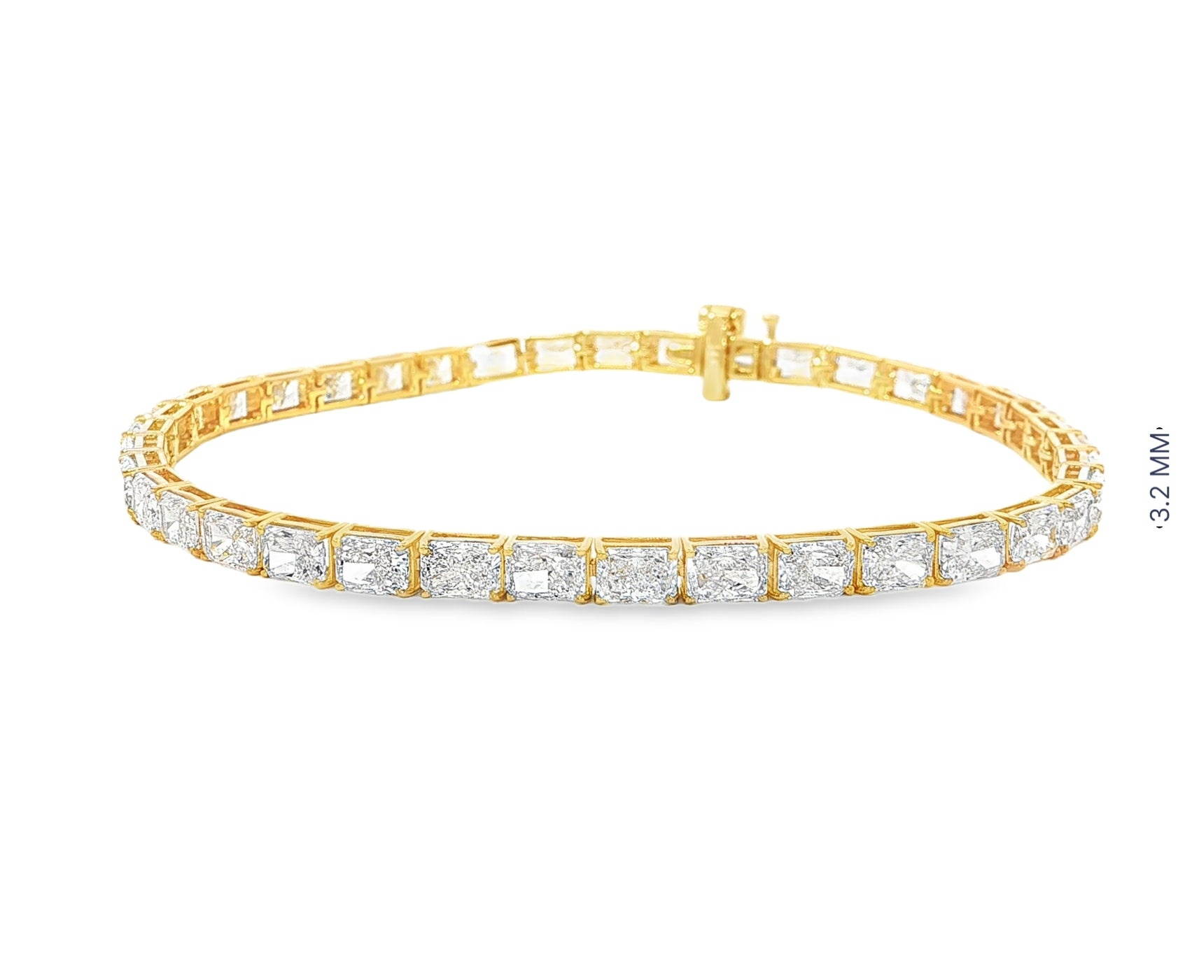 14k Gold Diamond Tennis Bracelet with Square Link Design 9.47ct