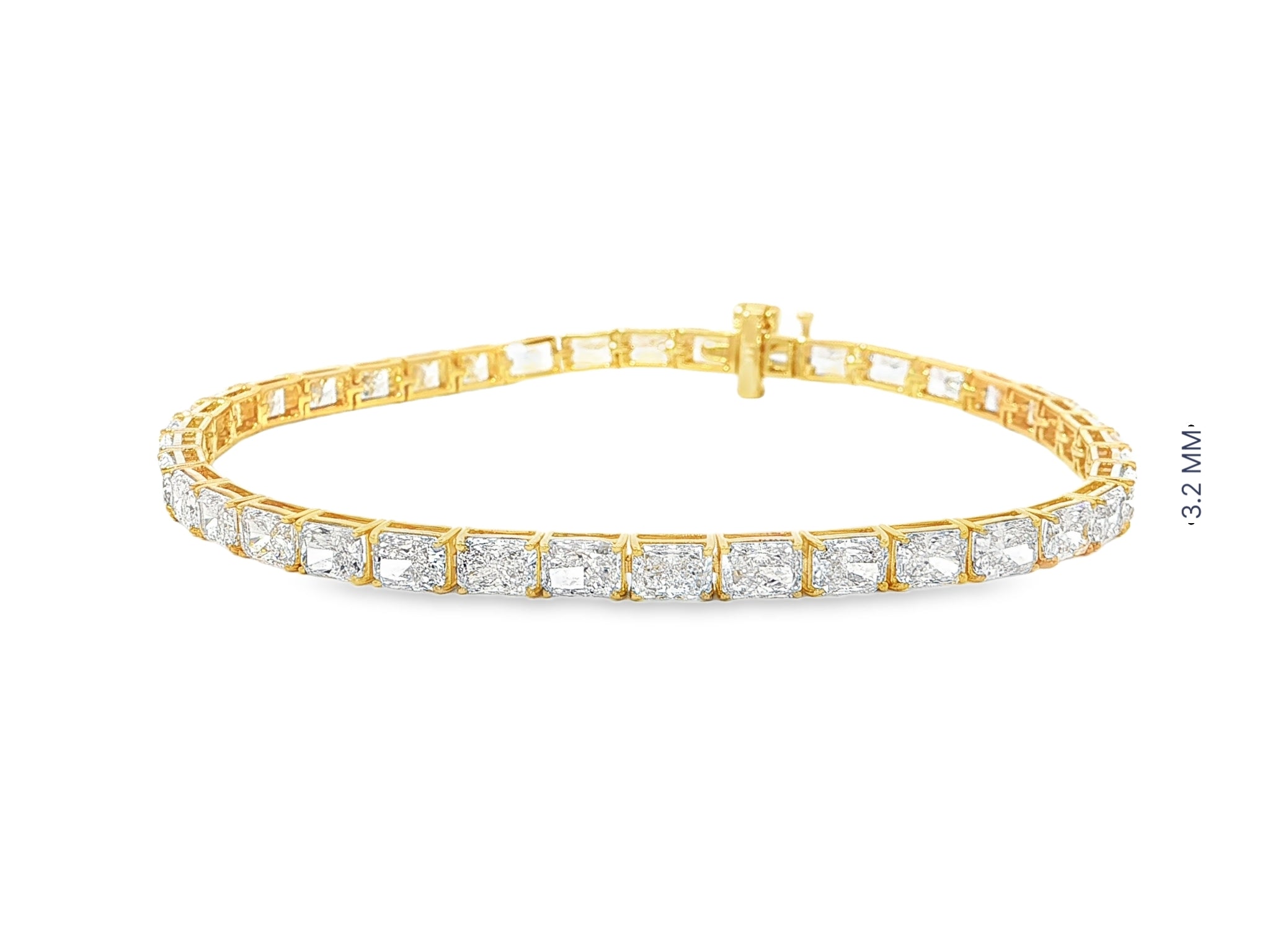 14k Gold Diamond Tennis Bracelet with Square Link Design 9.47ct