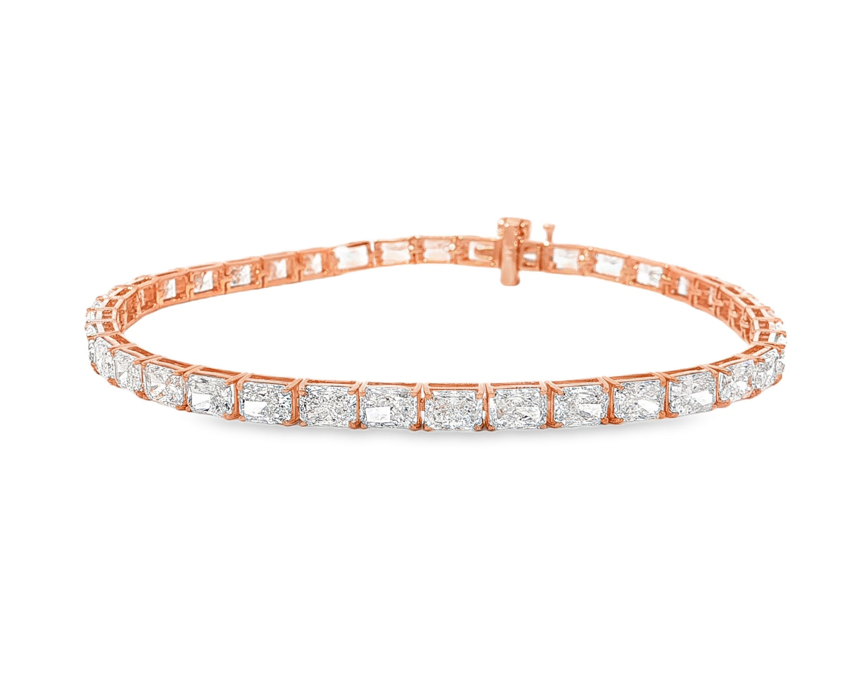 14k Gold Diamond Tennis Bracelet with Square Link Design 9.47ct