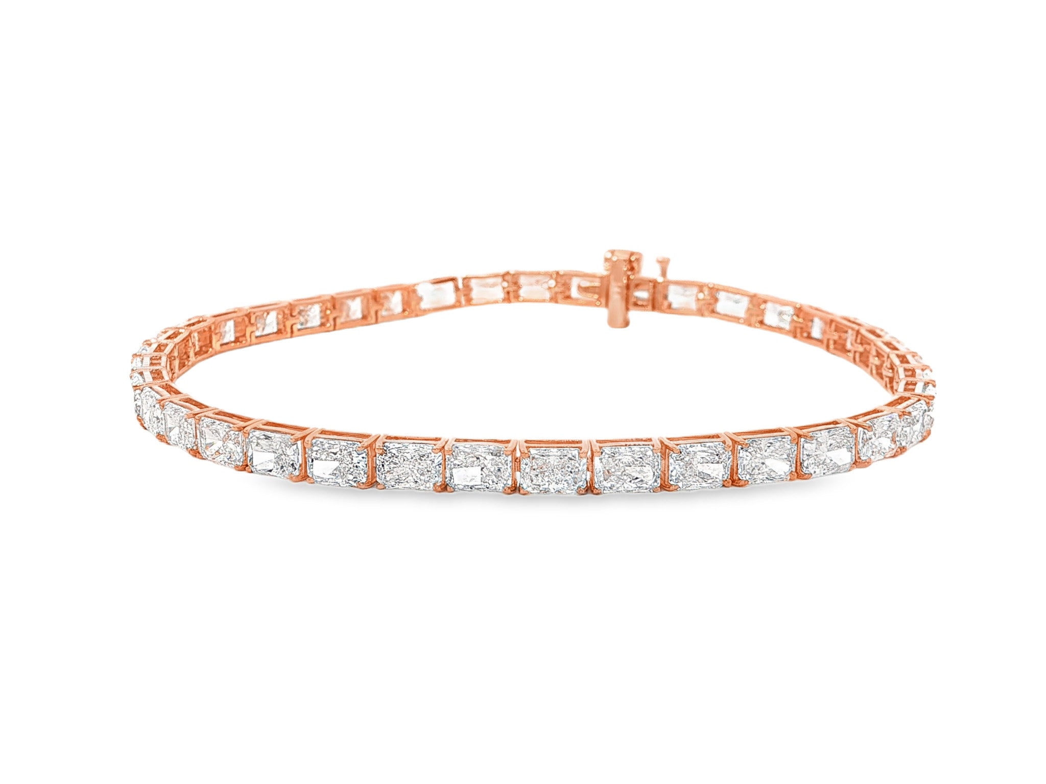 14k Gold Diamond Tennis Bracelet with Square Link Design 9.47ct