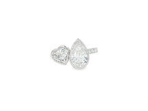 14k Gold Diamond Toi et Moi Ring with Pear & Heart-Shaped Design 3.50 CT