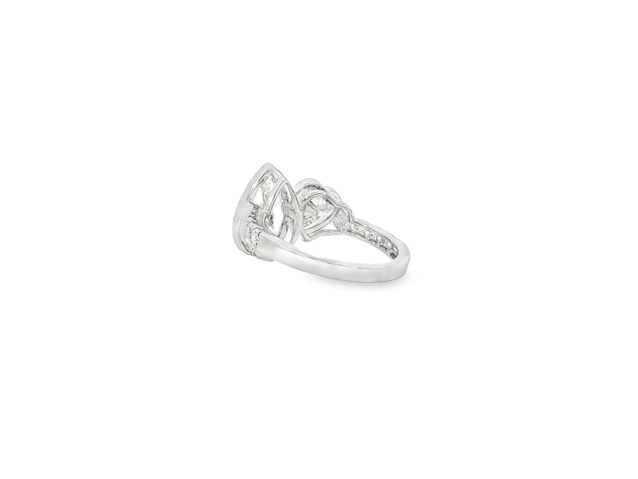 14k Gold Diamond Toi et Moi Ring with Pear & Heart-Shaped Design 3.50 CT
