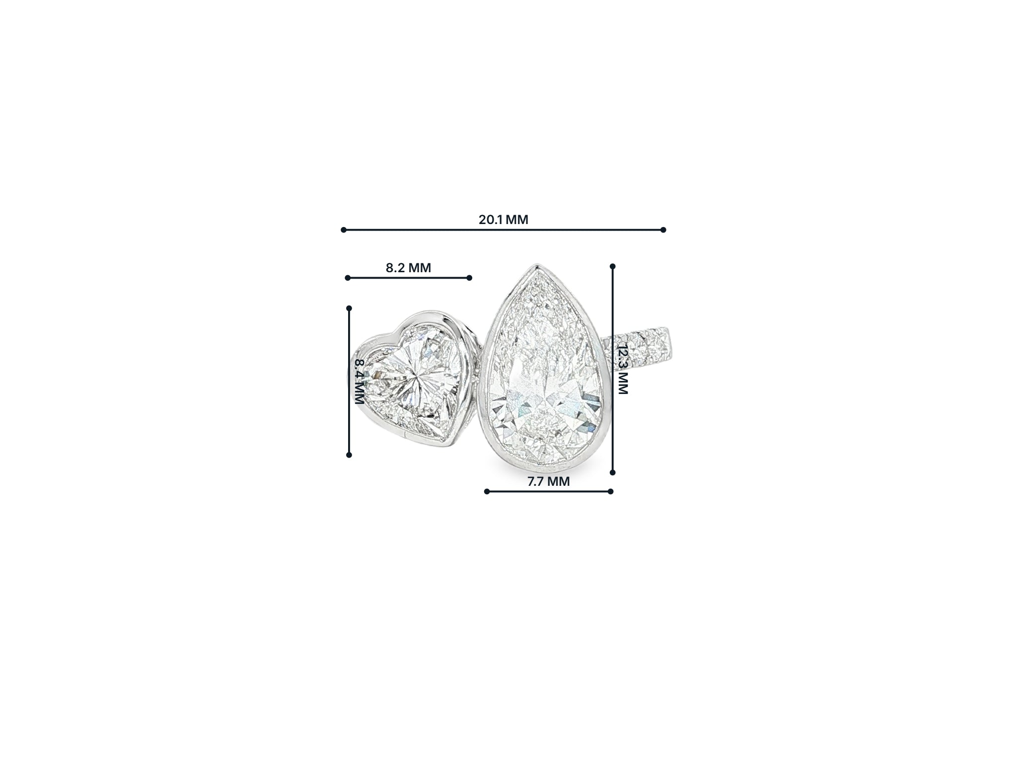 14k Gold Diamond Toi et Moi Ring with Pear & Heart-Shaped Design 3.50 CT