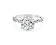 18k Emerald Cut Diamond Micropavé Seamless Band Engagement Ring 3.24ct