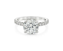 18k Emerald Cut Diamond Micropavé Seamless Band Engagement Ring 3.24ct