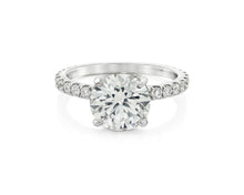 18k Emerald Cut Diamond Micropavé Seamless Band Engagement Ring 3.24ct