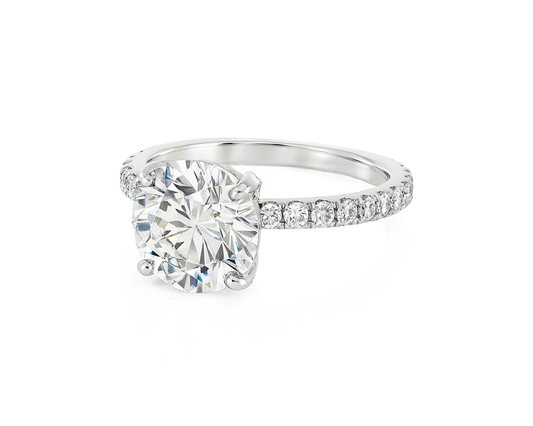 18k Emerald Cut Diamond Micropavé Seamless Band Engagement Ring 3.24ct – lifestyle 2239