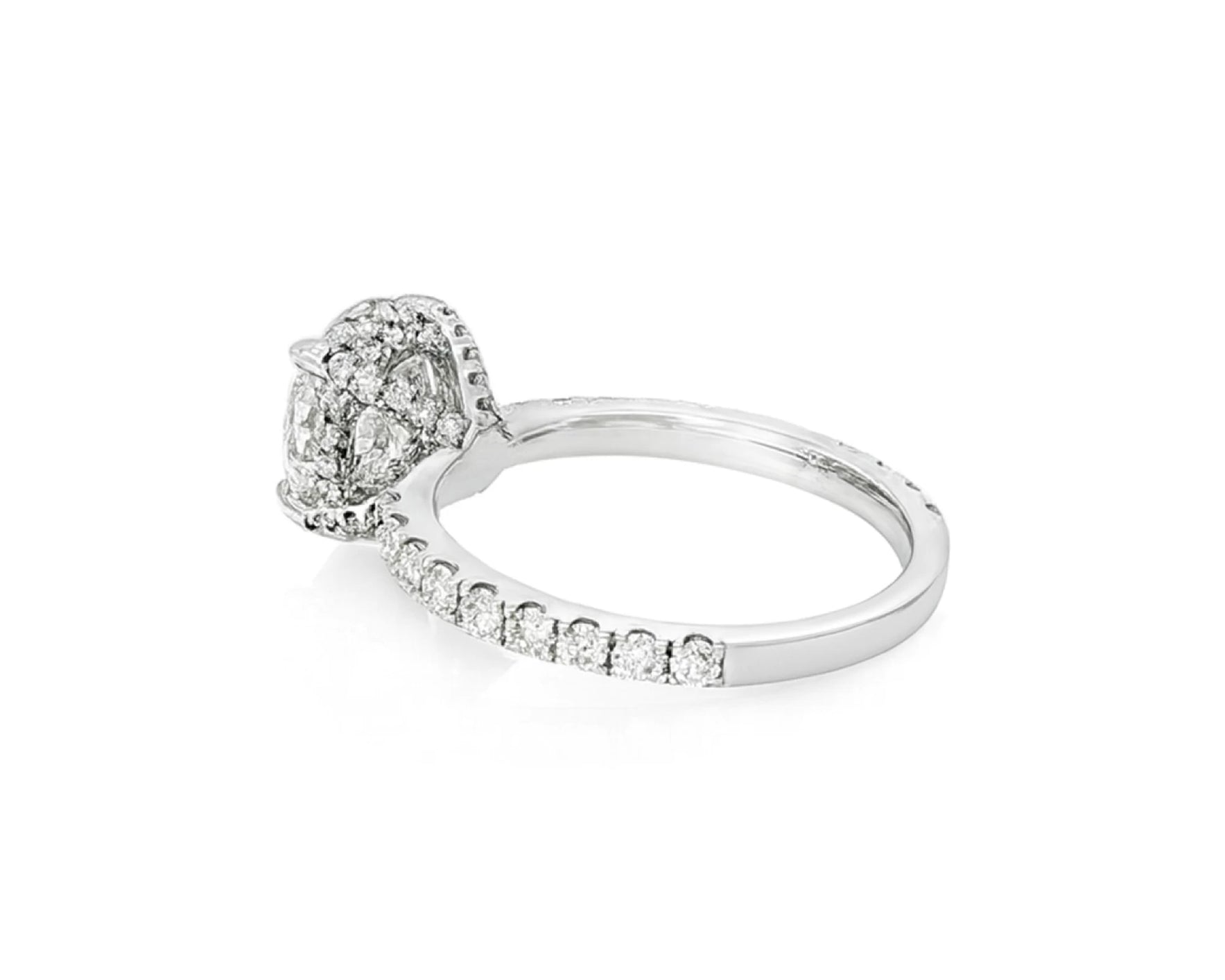 18k Emerald Cut Diamond Micropavé Seamless Band Engagement Ring 3.24ct – lifestyle 2241