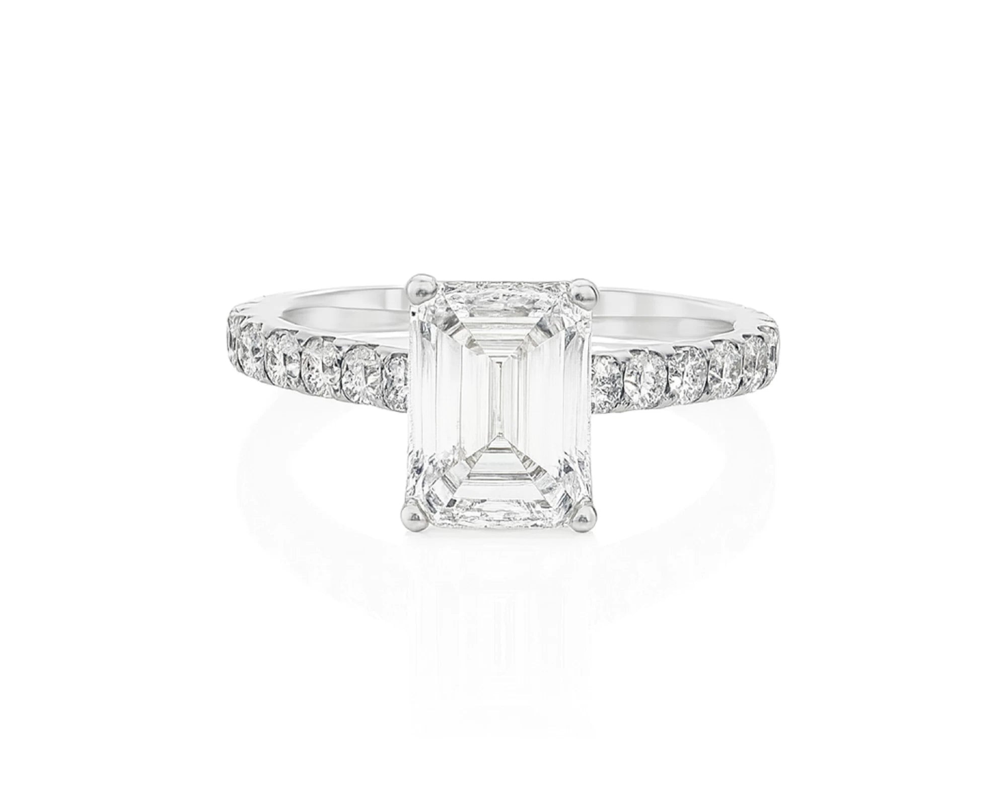 18k Emerald Cut Petite Side-Stone Engagement Ring 4.00 CT – lifestyle 1883