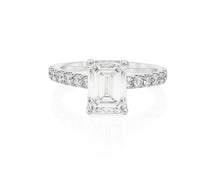 18k Emerald Cut Petite Side-Stone Engagement Ring 4.00 CT