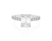 18k Emerald Cut Petite Side-Stone Engagement Ring 4.00 CT