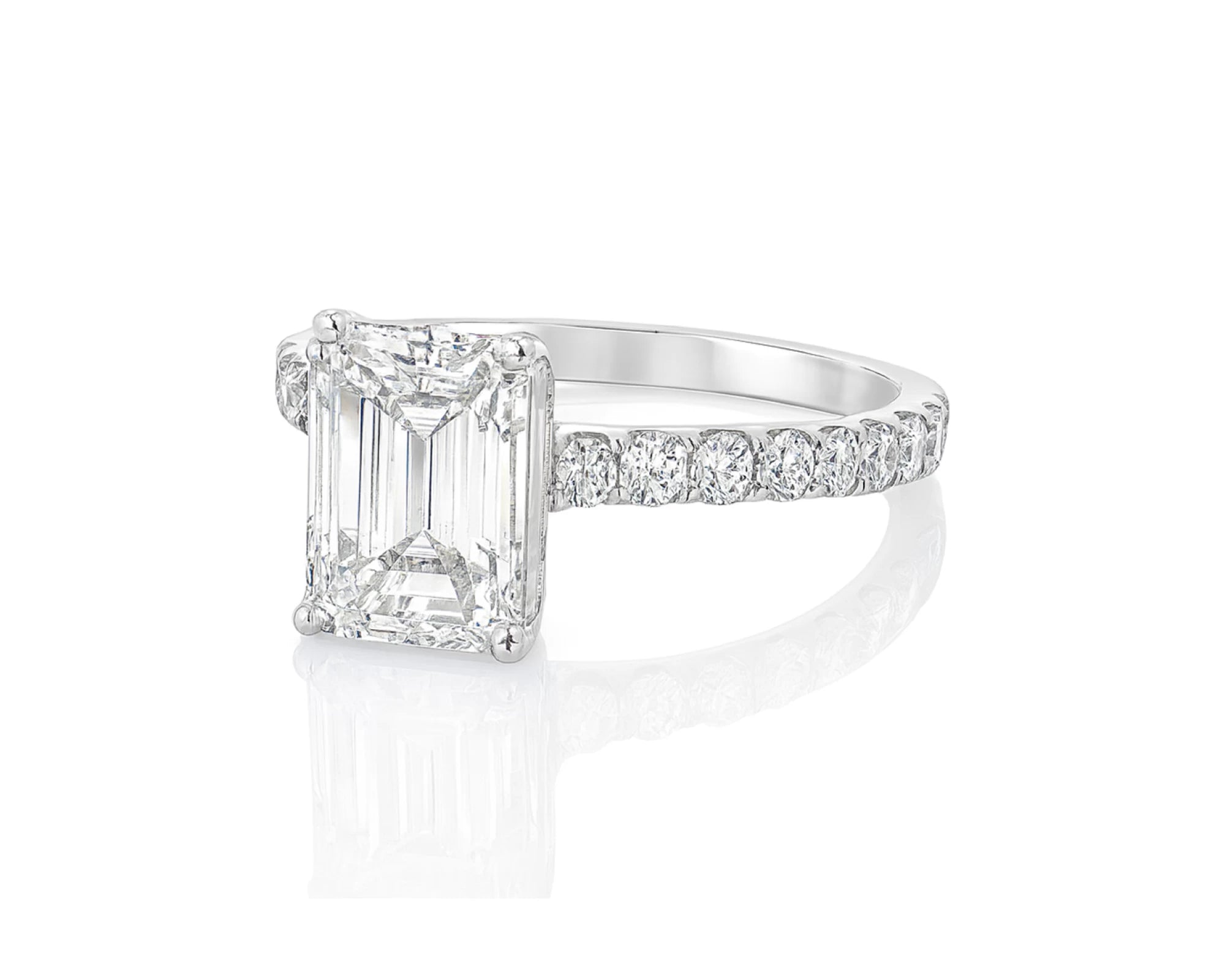 18k Emerald Cut Petite Side-Stone Engagement Ring 4.00 CT – lifestyle 1884