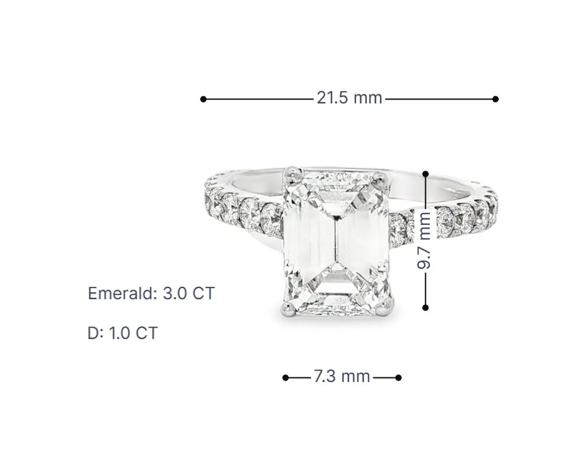 18k Emerald Cut Petite Side-Stone Engagement Ring 4.00 CT – lifestyle 3057