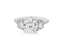 18k Round Cut Baguette Side Stone Diamond Engagement Ring 2.79 CT