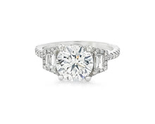 18k Round Cut Baguette Side Stone Diamond Engagement Ring 2.79 CT
