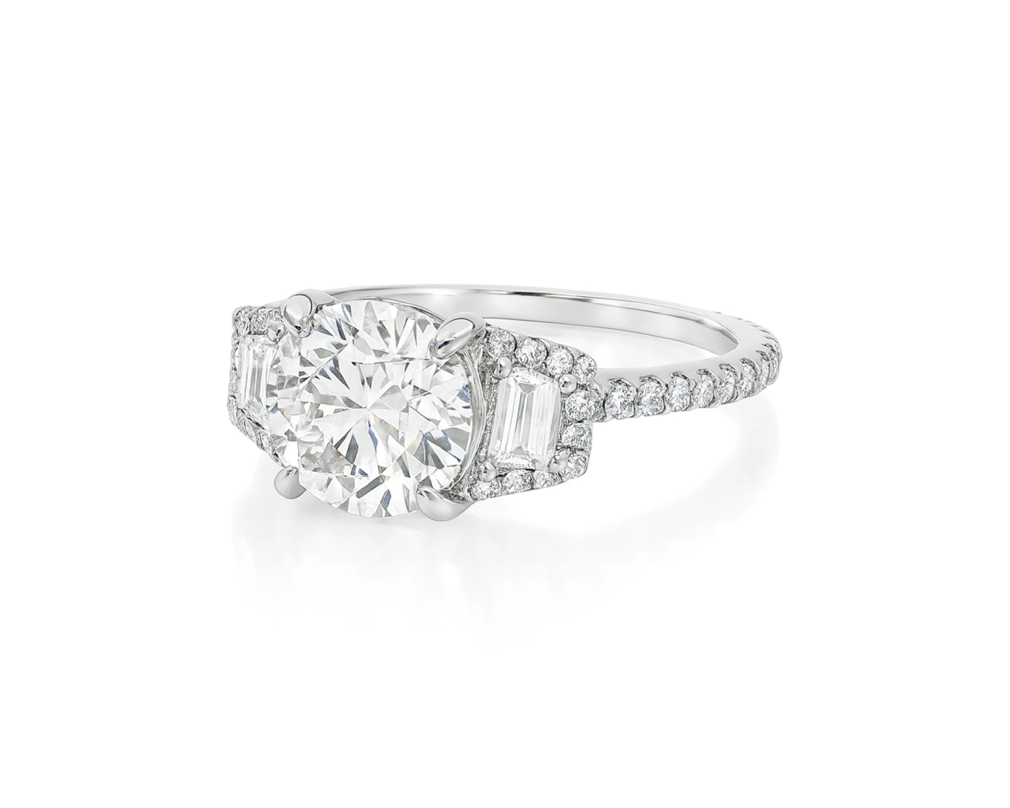 18k Round Cut Baguette Side Stone Diamond Engagement Ring 2.79 CT – lifestyle 2442