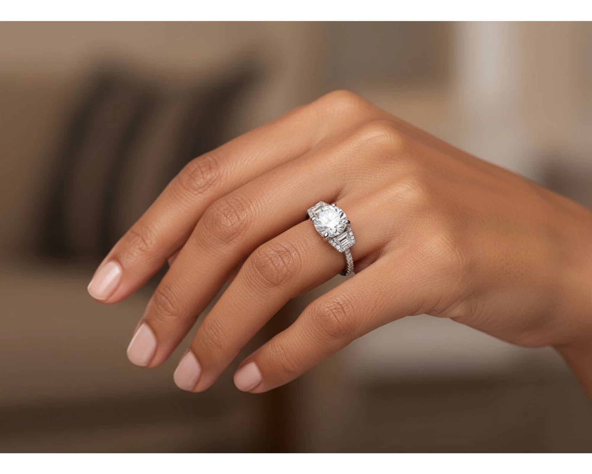 18k Round Cut Baguette Side Stone Diamond Engagement Ring 2.79 CT – view 2