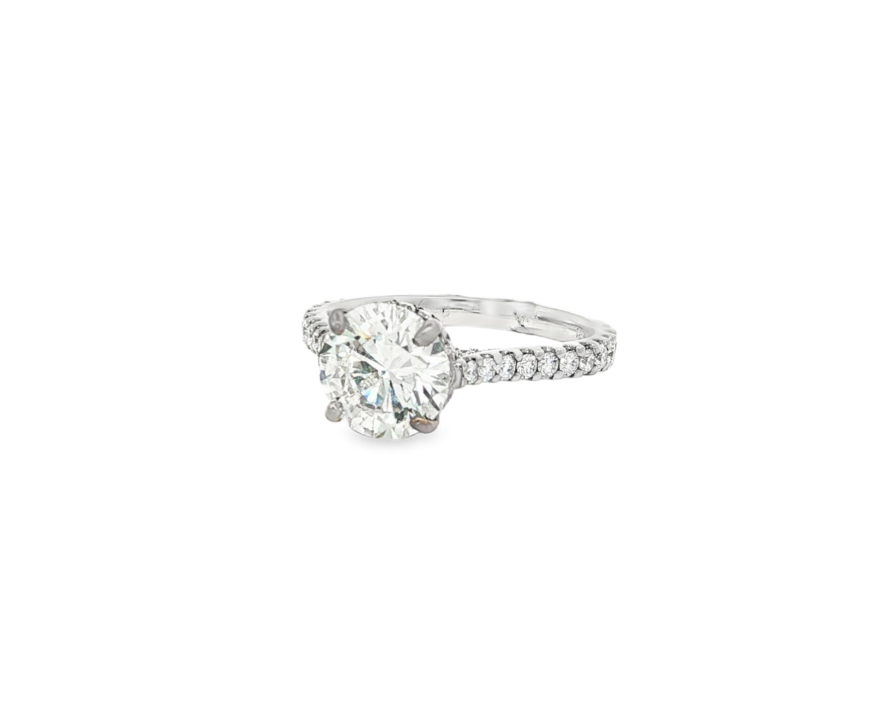 18k Round Cut Petite Micropavé Engagement Ring 3.25 CT - AVI THE JEWELER