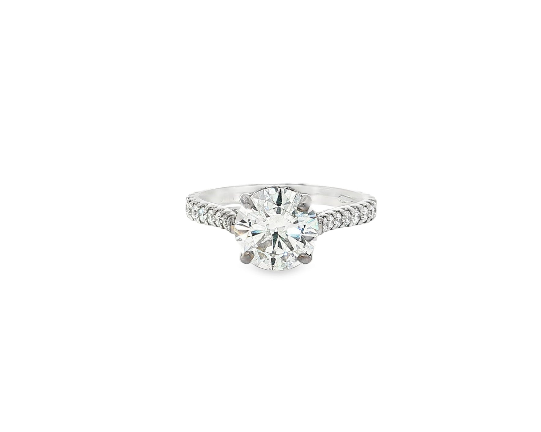 18k Round Cut Petite Micropavé Engagement Ring 3.25 CT - AVI THE JEWELER