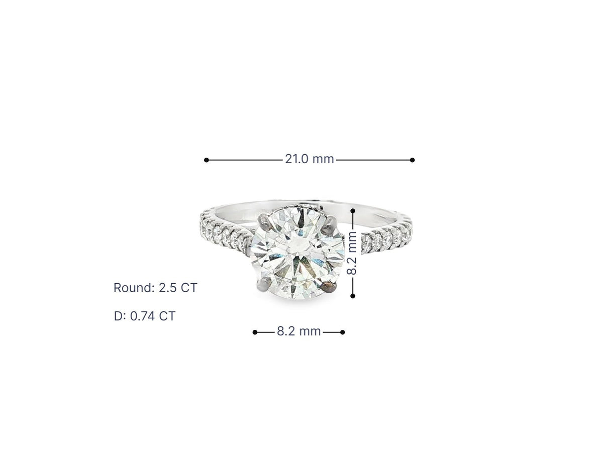 18k Round Cut Petite Micropavé Engagement Ring 3.25 CT - AVI THE JEWELER