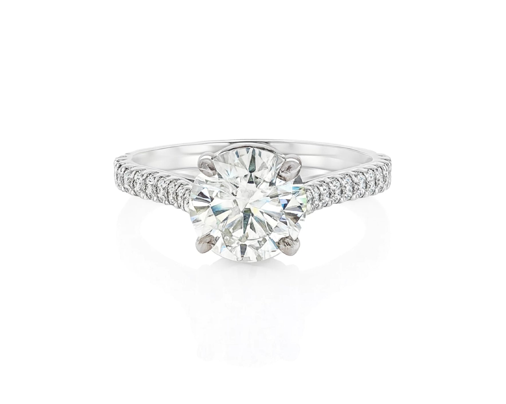 18k Round Cut Petite Micropavé Engagement Ring 3.25 CT – lifestyle 2465
