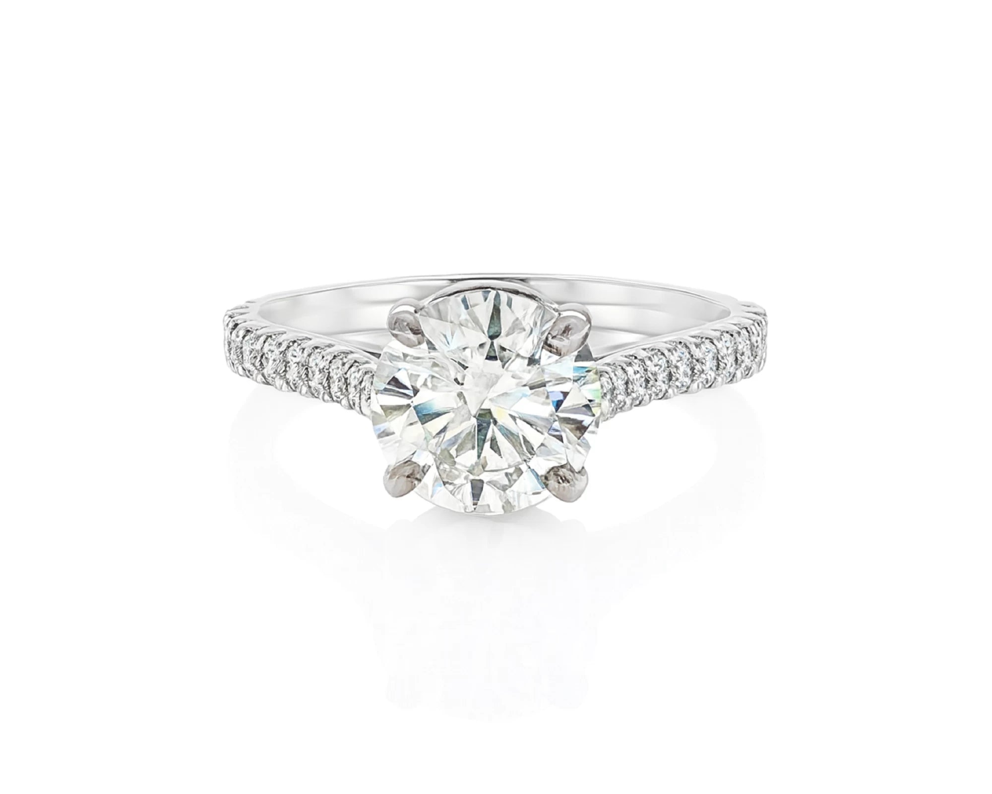 18k Round Cut Petite Micropavé Engagement Ring 3.25 CT – lifestyle 2465