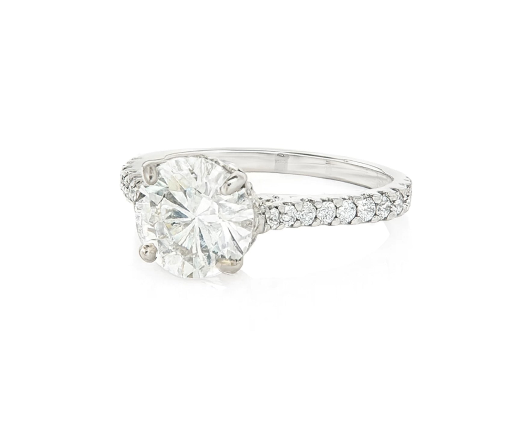 18k Round Cut Petite Micropavé Engagement Ring 3.25 CT – lifestyle 2466